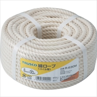 ＴＲＵＳＣＯ　綿ロープ　３つ打　線径６ｍｍＸ長さ３０ｍ