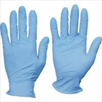 ＴＲＵＳＣＯ　使い捨てニトリル手袋ＴＧエアー　０．０６　粉無青Ｍ　１００枚